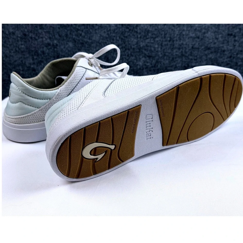 Brand New OluKai Kilea Womens 9.5 Sneakers White Sea Foam Leather Mesh 204944R4R